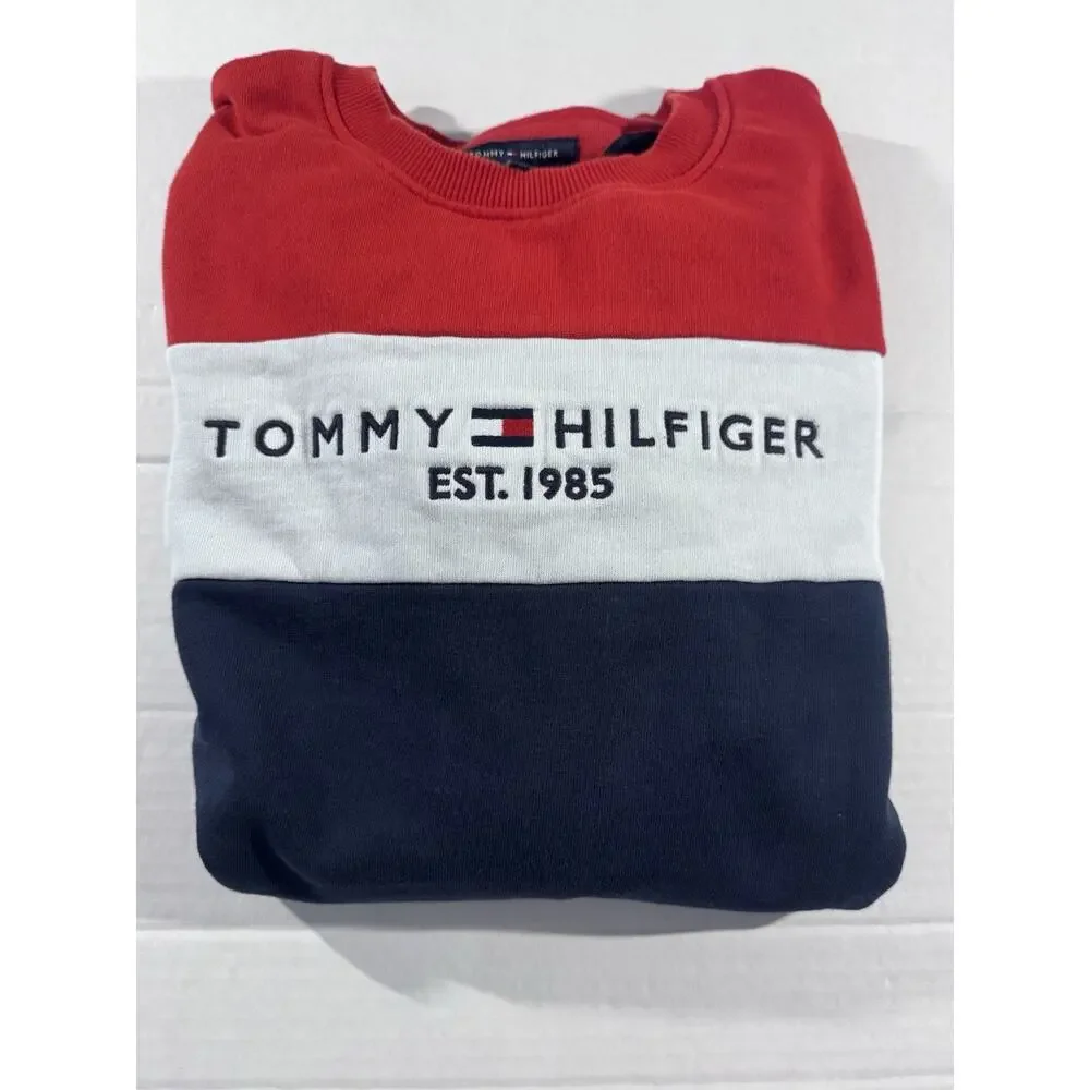 Tommy Hilfiger Boys Pullover Crewneck Sweatshirt Colorblock Logo XL